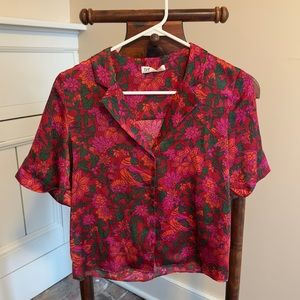 Zara Floral Short Sleeve Button Down